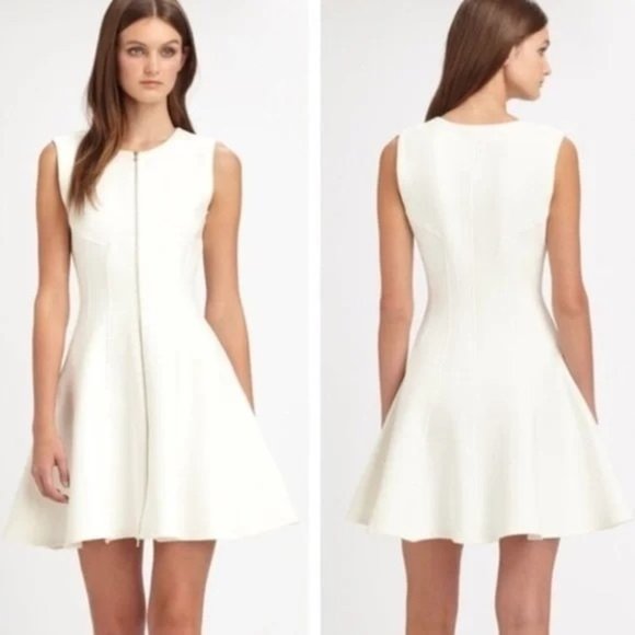 love...ady Womens Full Zip Up A Line Dress W0-4753 Scoop Neck White Size Large - Picture 1 of 8